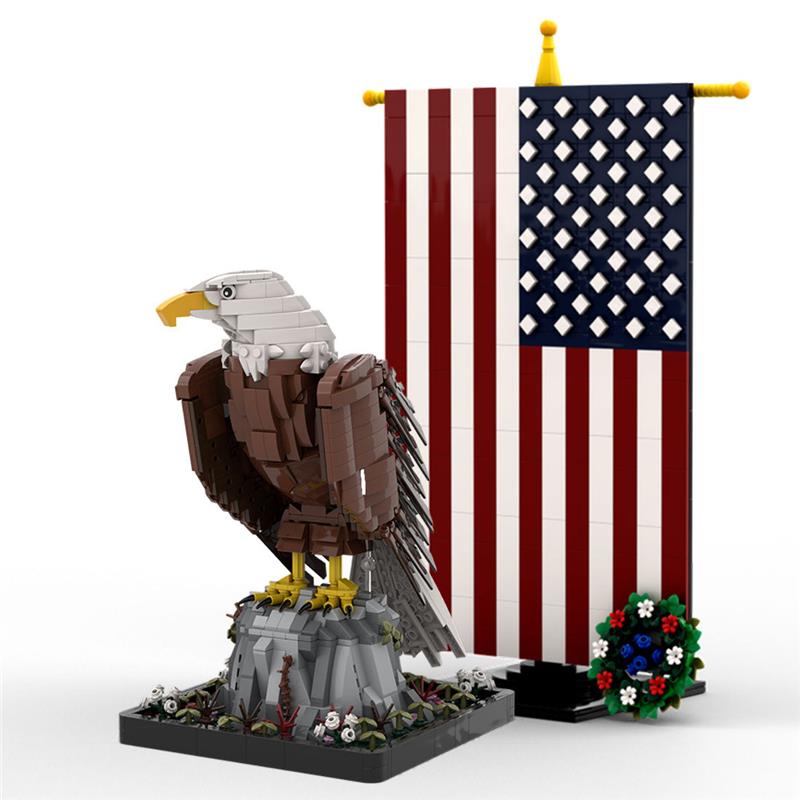 MOC-161001+MOC-161100 American Bald Eagle with Flag