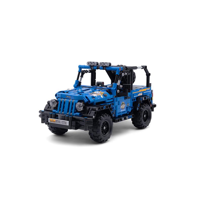 Bricks Pull Back Car Off Road blau