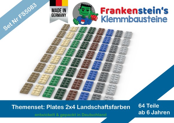 Themenset 2x4 Plates - Landschaftsfarben - 64 Stück