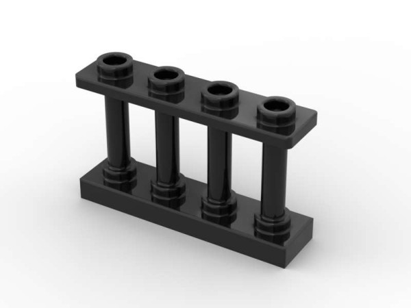 Zaunelement 1 x 4 x 2 Spindled with 4 Studs black