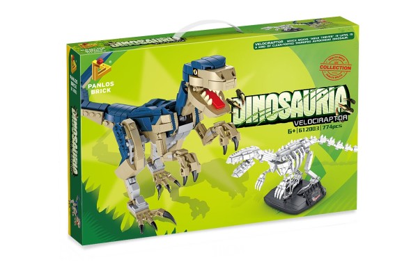 Dinosaurier Set Velociraptor inkl. Skelett auf Ständer