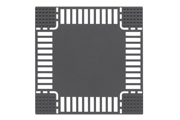 Straßenplatte 32 x 32 Noppen Kreuzung (dunkelgrau)