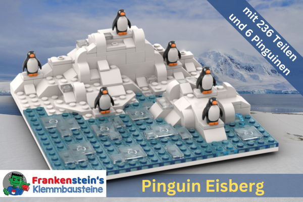 Frankensteins Pinguin Eis Insel und 6 Pinguin Figuren