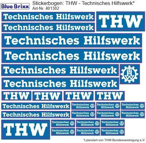 Stickerbogen THW Technisches Hilfswerk Fahrzeuge