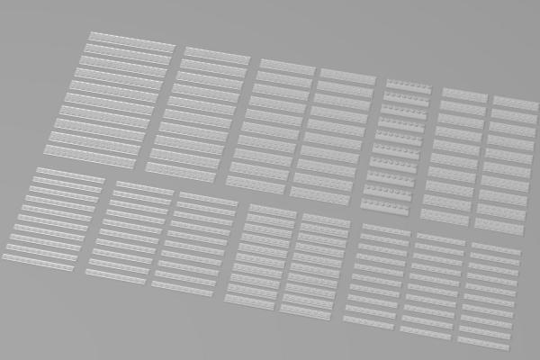 Brix Lange Plates, gemischt, transparent (Trans Clear)