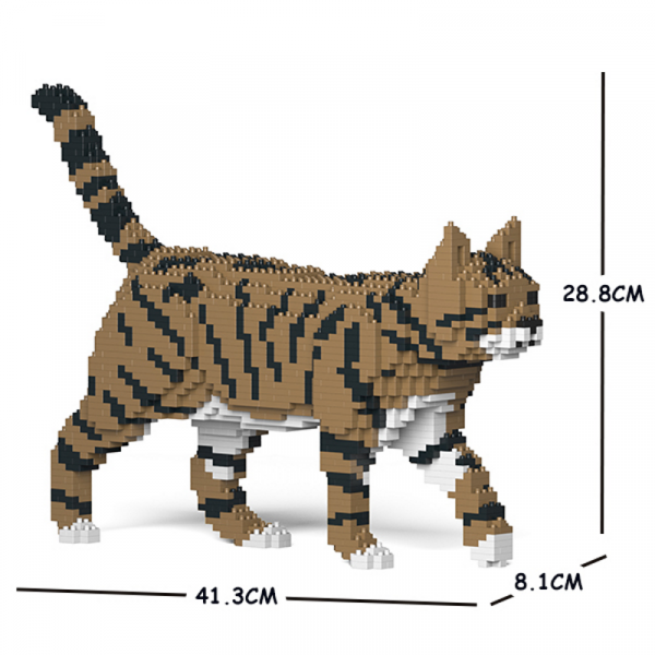 Katze  laufend + braun/schwarz/weiß