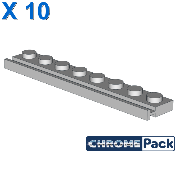 PLATE 1X8 WITH RAIL, 10 pcs