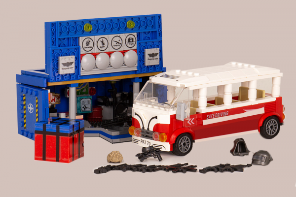 Party bus with equipment container